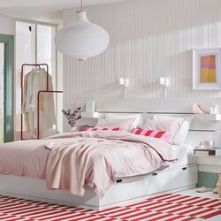 Pat Ikea Nordli Akrehamn ferma/cu depozitare/tablie/saltea 160x200 (Alb) Thumb