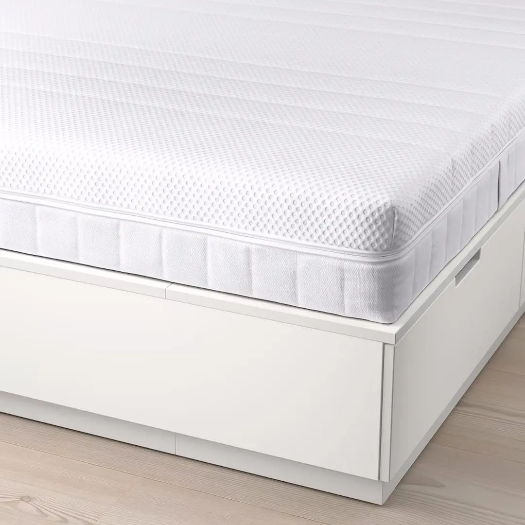 Pat Ikea Nordli Akrehamn ferma/cu depozitare/tablie/saltea 160x200 (Alb)