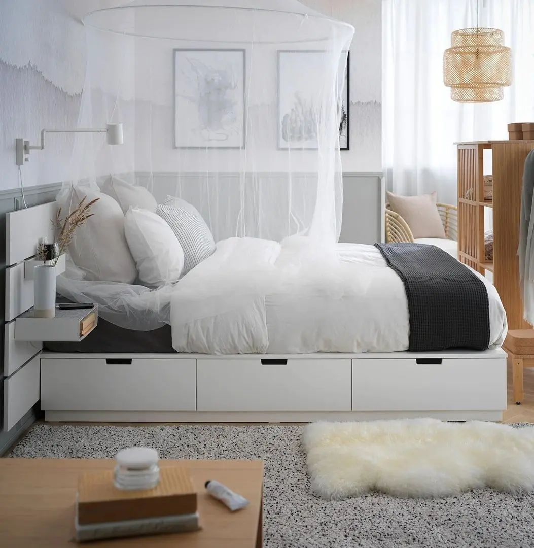 Pat Ikea Nordli cu tablie 140х200 (Alb) - 4