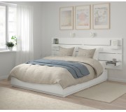 Pat Ikea Nordli cu tablie Vagstranda 160x200 (Alb/Extra Ferma)