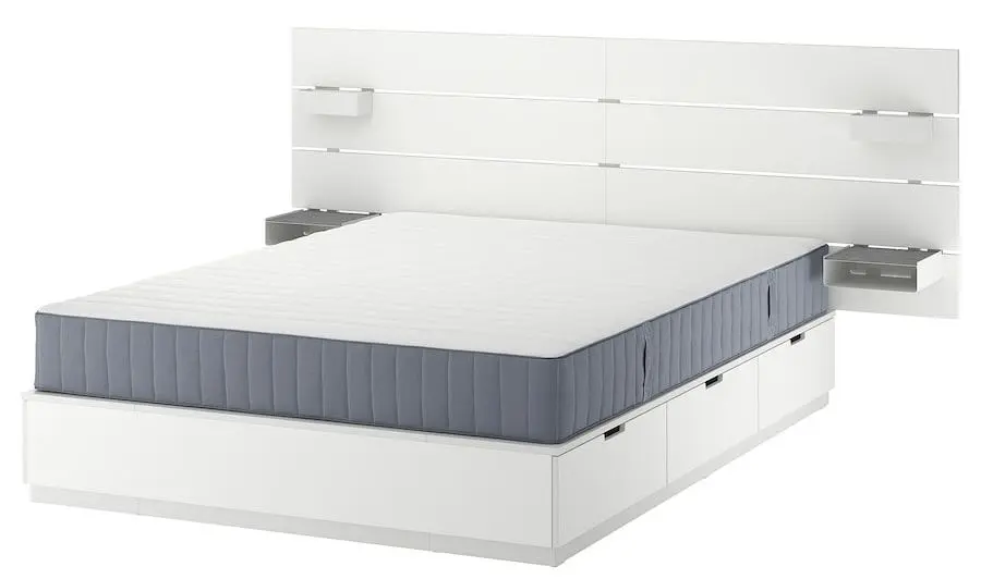Pat Ikea Nordli cu tablie Valevag 140x200 (Alb/Extra Ferma) - 2
