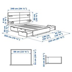 Pat Ikea Nordli cu tablie Valevag 140x200 (Alb/Extra Ferma) Thumb