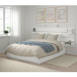 Pat Ikea Nordli cu tablie Valevag 140x200 (Alb/Extra Ferma)