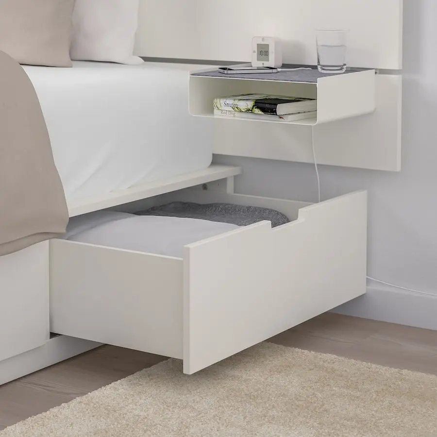 Pat Ikea Nordli cu tablie Valevag 140x200 (Alb/Extra Ferma) - 8