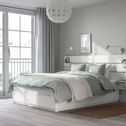 Pat Ikea Nordli cu tablie Valevag 140x200 (Alb/Ferma) Thumb