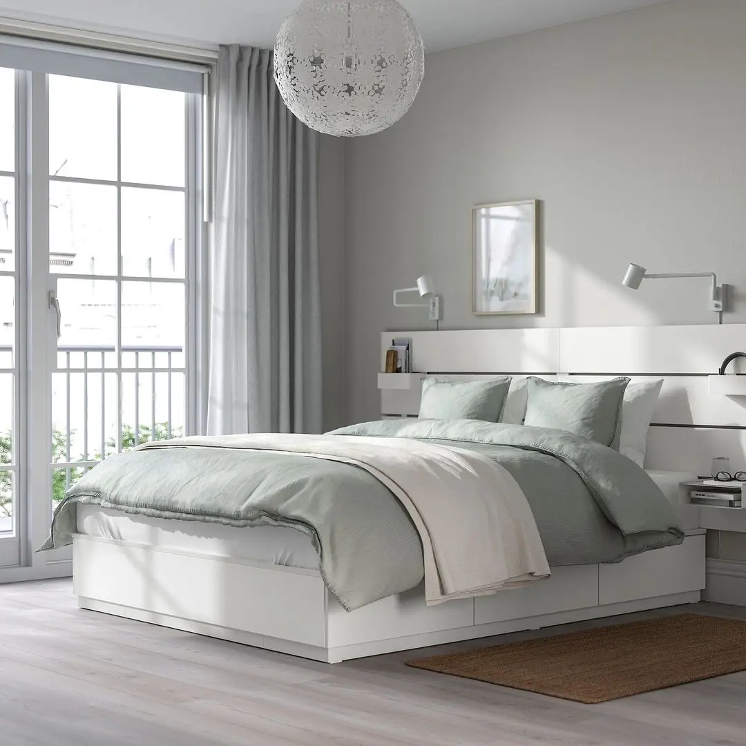 Pat Ikea Nordli cu tablie Valevag 140x200 (Alb/Ferma) - 3