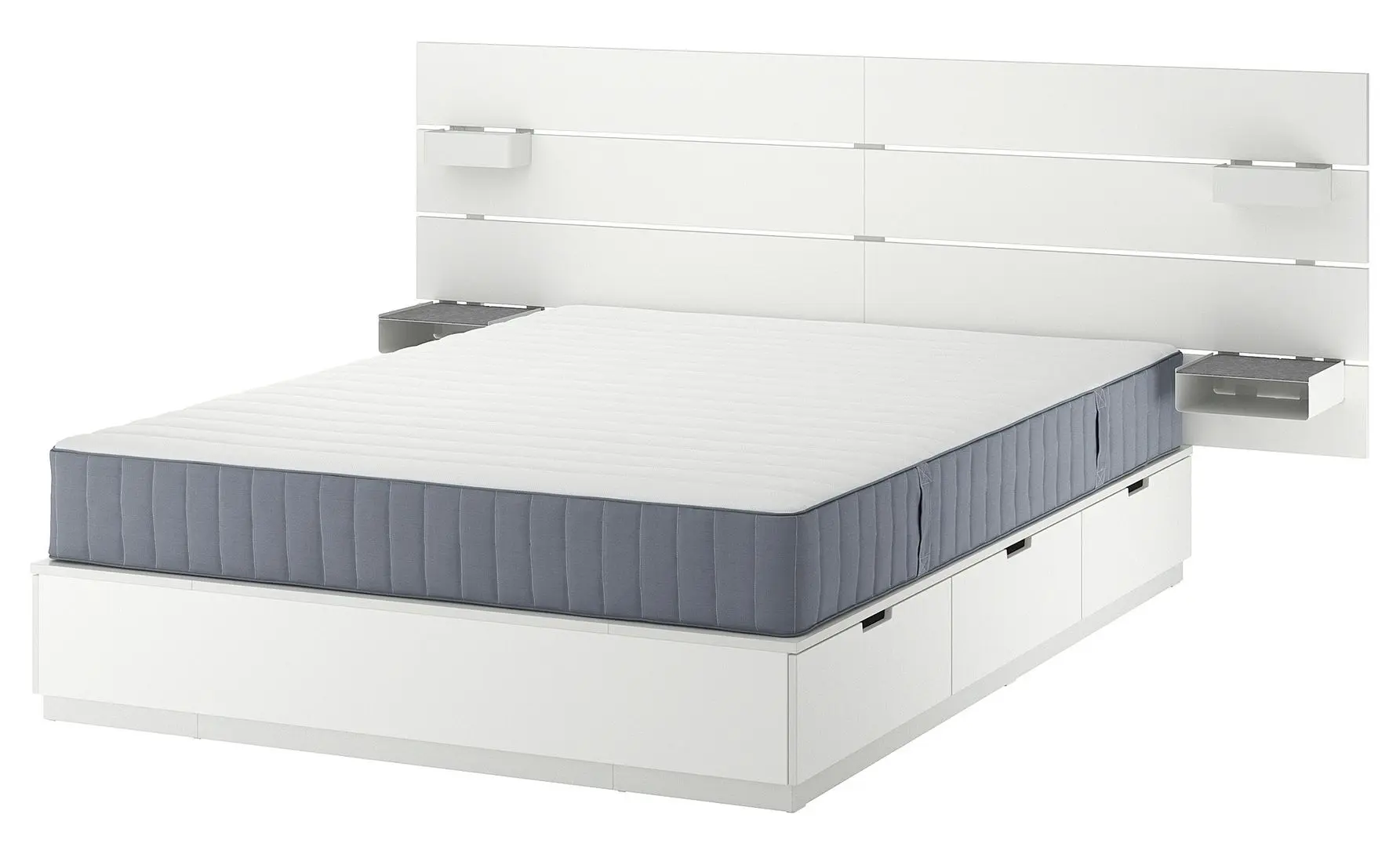 Pat Ikea Nordli cu tablie Valevag 140x200 (Alb/Ferma) - 2
