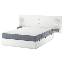 Pat Ikea Nordli cu tablie Valevag 160x200 (Alb/Extra Ferma) Thumb
