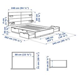 Pat Ikea Nordli cu tablie Valevag 160x200 (Alb/Extra Ferma) Thumb