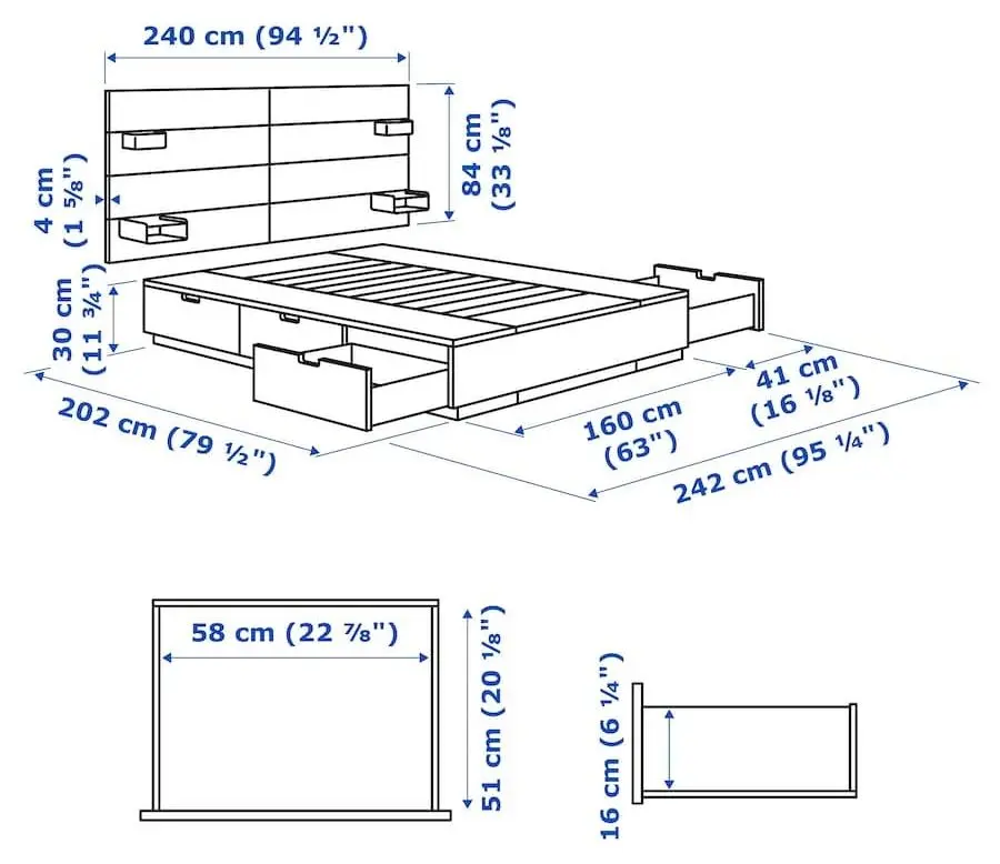Pat Ikea Nordli cu tablie Valevag 160x200 (Alb/Extra Ferma) - 13