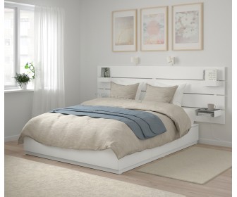 Кровать Ikea Nordli с изголовьем Valevag 160x200 (Белый/Экстра Жесткий)