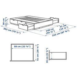 Pat Ikea Nordli cu depozitare 140х200 (Antracit) Thumb