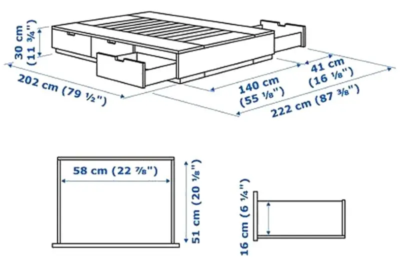 Pat Ikea Nordli cu depozitare 140х200 (Antracit) - 6