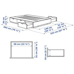 Pat Ikea Nordli cu depozitare 140х200 (Alb) Thumb