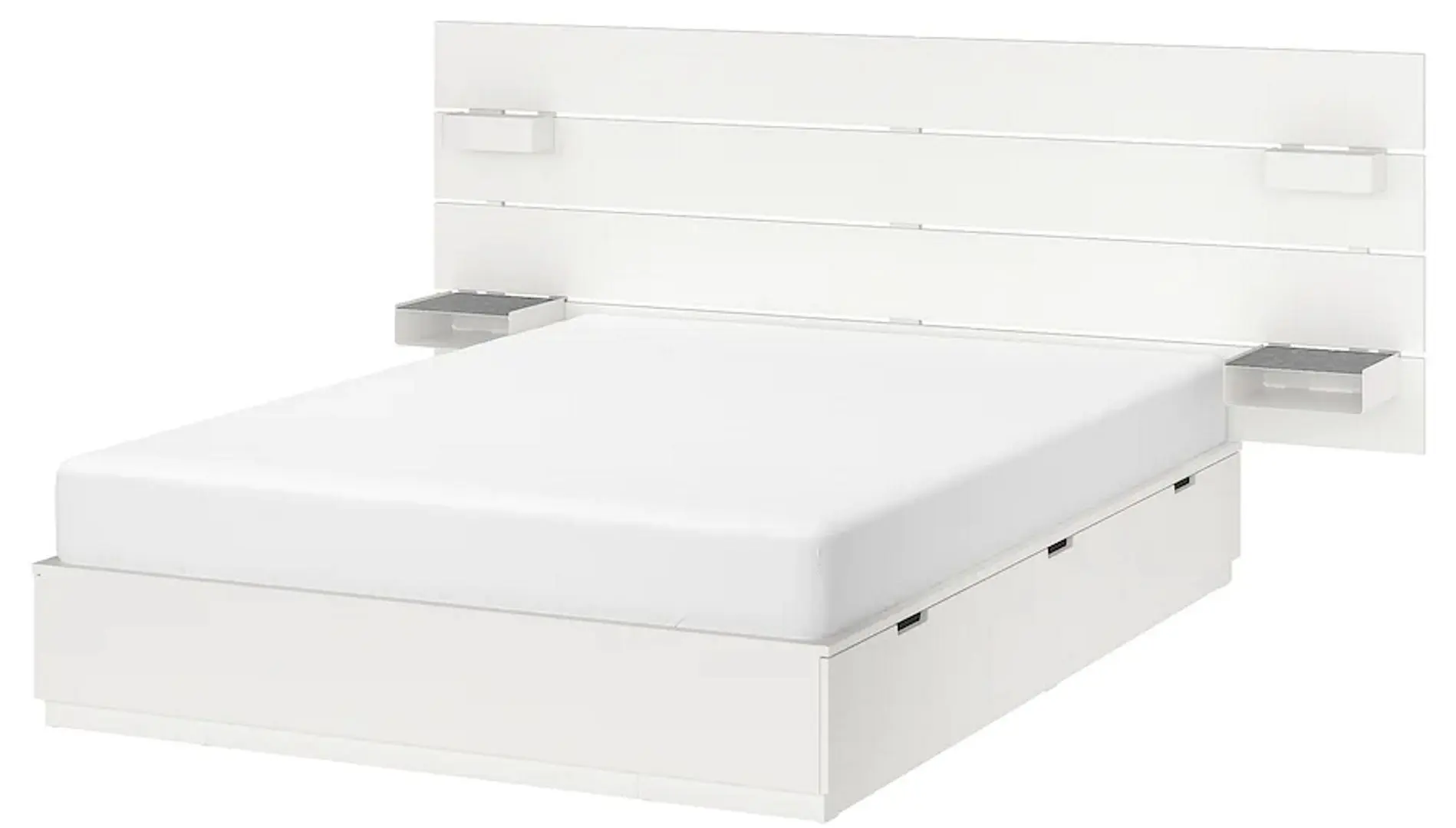 Pat Ikea Nordli cu depozitare/tablie 160x200 (Alb)