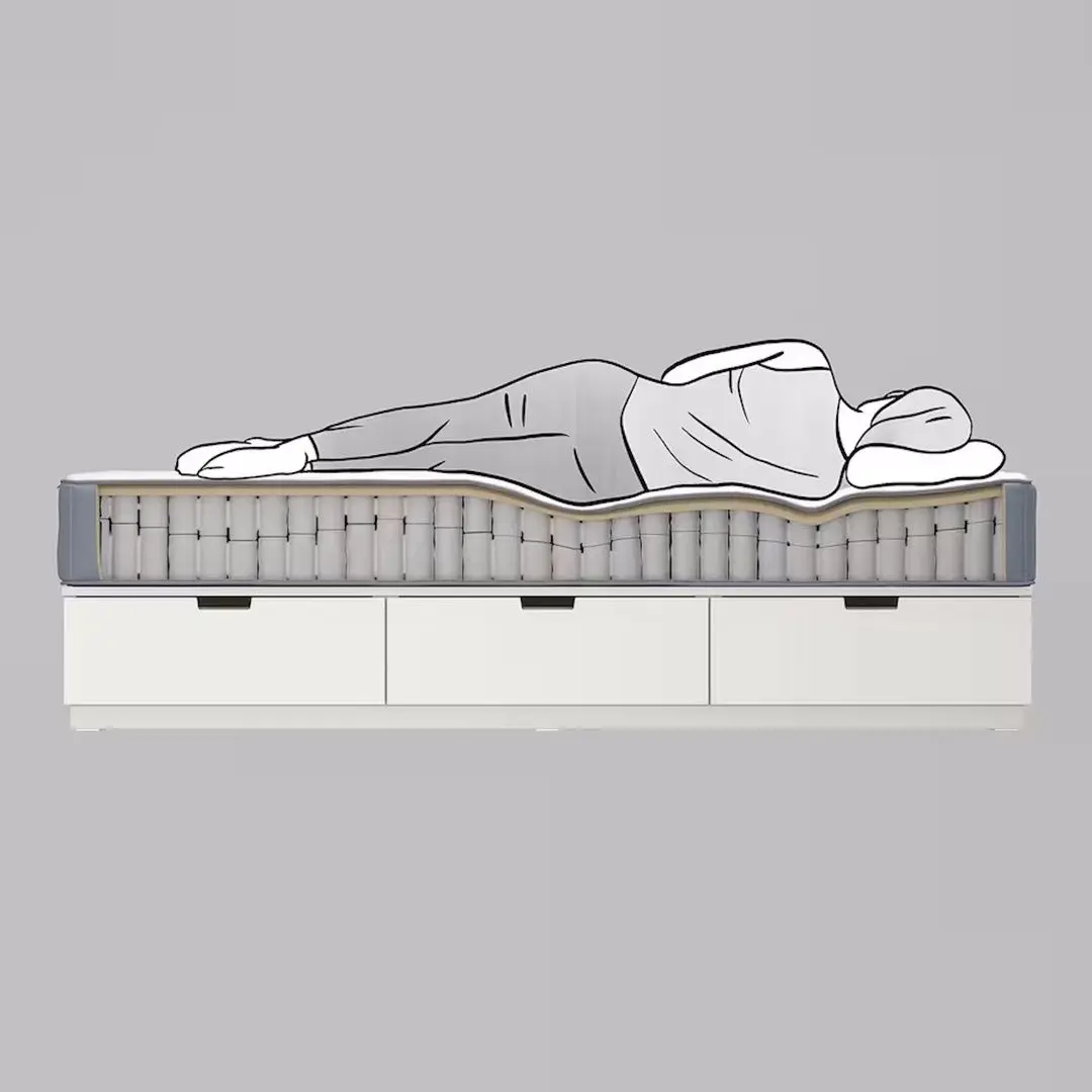 Pat Ikea Nordli Vagstranda extra ferma/cu depozitare/tablie/saltea 140x200 (Alb)