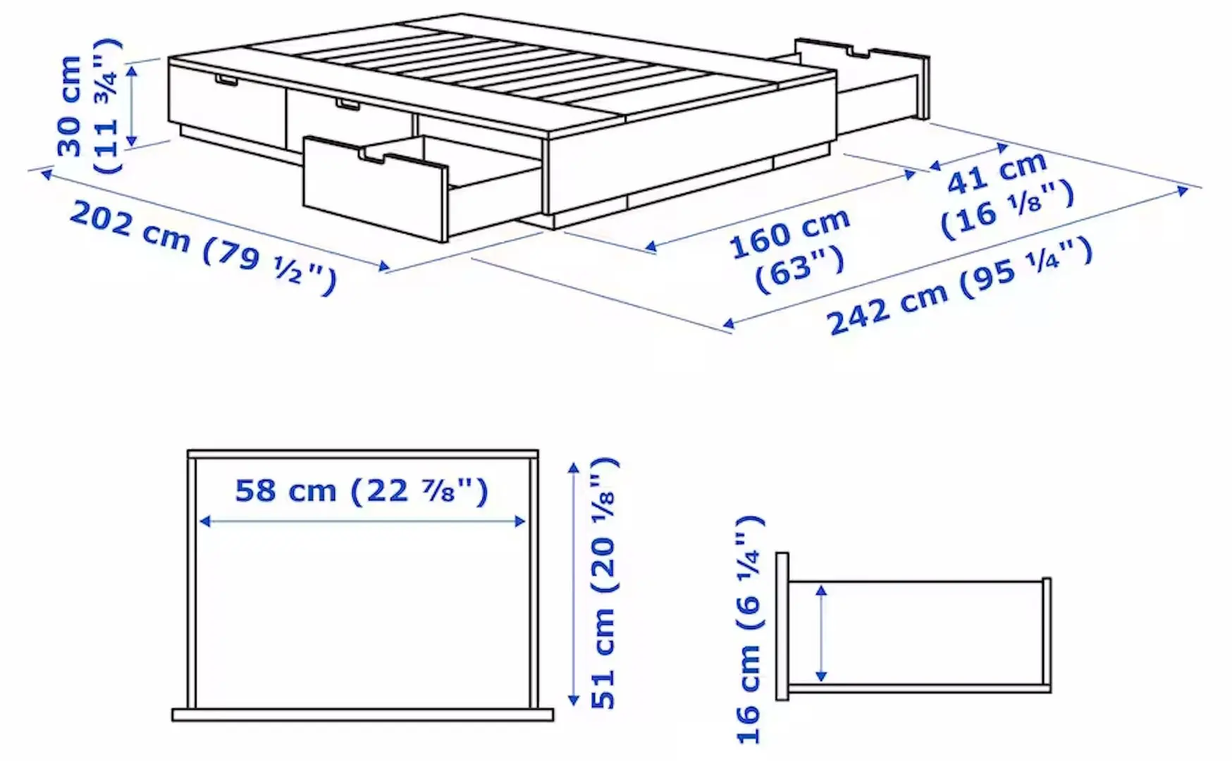 Pat Ikea Nordli Vagstranda ferma/cu depozitare/saltea 160x200 (Alb)
