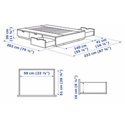Pat Ikea Nordli Valevag ferma/cu depozitare/saltea 140x200 (Alb) Thumb