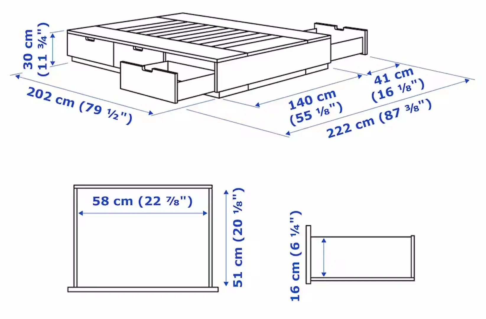 Pat Ikea Nordli Valevag ferma/cu depozitare/saltea 140x200 (Alb)