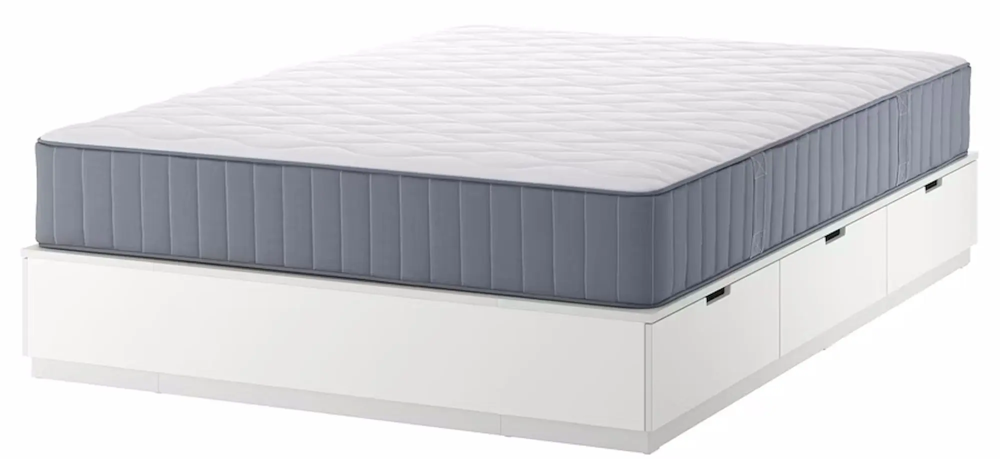 Pat Ikea Nordli Valevag ferma/cu depozitare/saltea 160x200 (Alb)