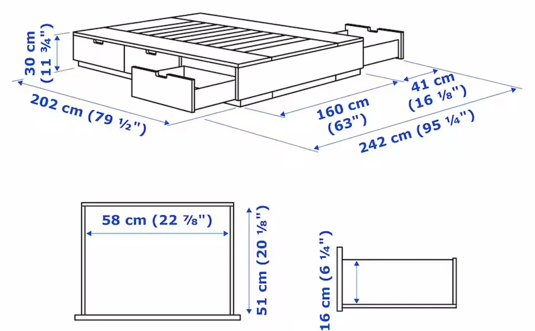 Pat Ikea Nordli Valevag ferma/cu depozitare/saltea 160x200 (Alb)