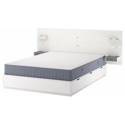Pat Ikea Nordli Valevag ferma/cu depozitare/tablie/saltea 140x200 (Alb) Thumb