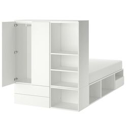 Кровать Ikea Platsa 2 двери/3 ящика 142x244x163 (Белый/Фоннес) Thumb