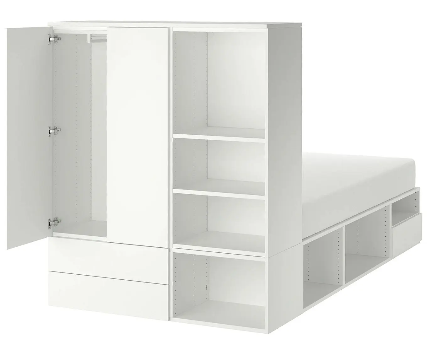 Кровать Ikea Platsa 2 двери/3 ящика 142x244x163 (Белый/Фоннес) - 2