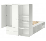 Кровать Ikea Platsa 2 двери/3 ящика 142x244x163 (Белый/Фоннес)