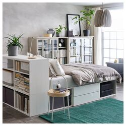 Кровать Ikea Platsa 2 ящика 142x244x103 (Белый/Фоннес) Thumb