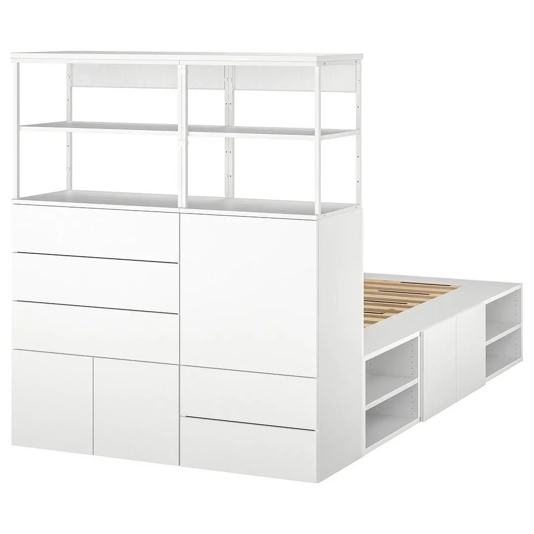 Кровать Ikea Platsa  5 дверей/5 ящиков 140x244x163 (Белый/Фоннес)