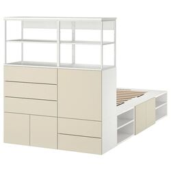 Pat Ikea Platsa 5 usi/5 sertare 140x244x163 (Alb/Skatval Bej Deschis) Thumb
