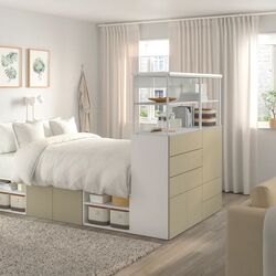 Pat Ikea Platsa 5 usi/5 sertare 140x244x163 (Alb/Skatval Bej Deschis) Thumb