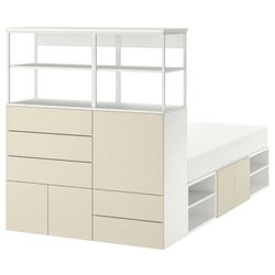 Pat Ikea Platsa 5 usi/5 sertare 140x244x163 (Alb/Skatval Bej Deschis)