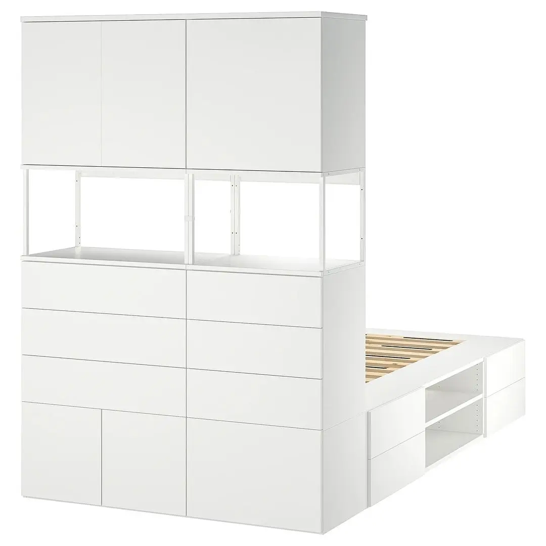 Кровать Ikea Platsa 6 дверей/12 выдвижных ящиков 140x244x203 (Белый/Фоннес) - 4