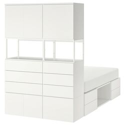 Кровать Ikea Platsa 6 дверей/12 выдвижных ящиков 140x244x203 (Белый/Фоннес) Thumb