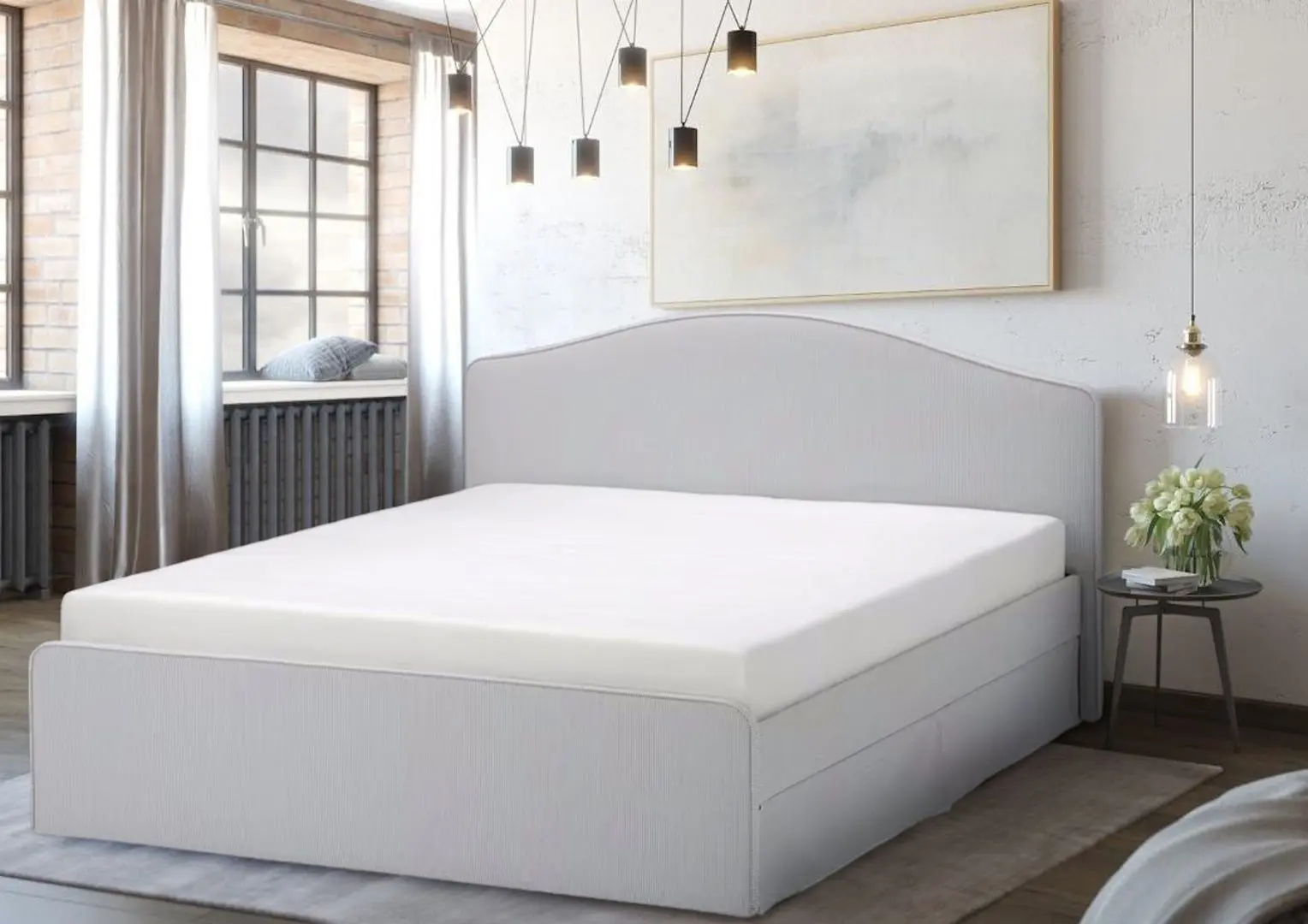 Pat Ikea Ramnefjall/Klovsta/Luroy 160x200 (Gri/Alb)