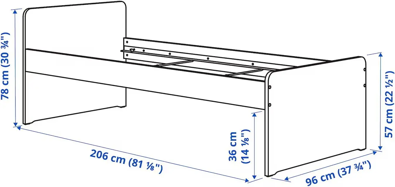 Кровать Ikea Slakt/Nattapa с барьером 90x200 (Белый)