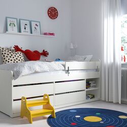 Кровать Ikea Slakt/Nattapa с барьером/полки/ящики 90x200 (Белый)