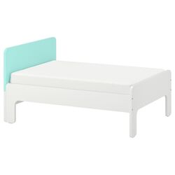 Pat Ikea Slakt cu somiera (Alb/Turcoaz Deschis)