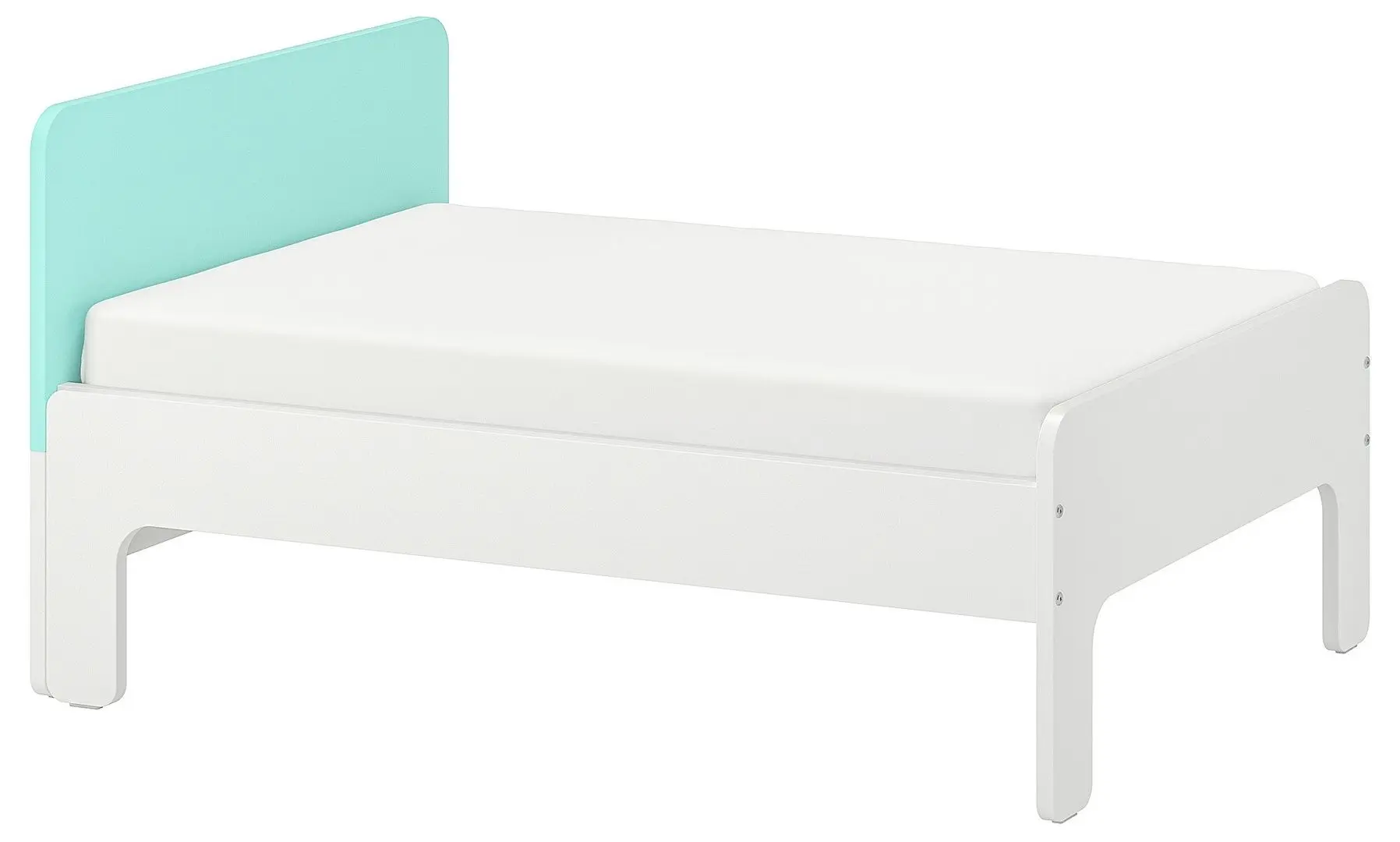 Pat Ikea Slakt cu somiera (Alb/Turcoaz Deschis)