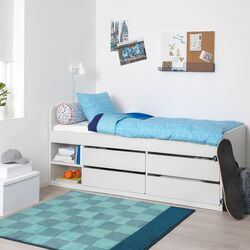 Кровать Ikea Slakt с реечным дном/ящики 90x200 (Белый) Thumb