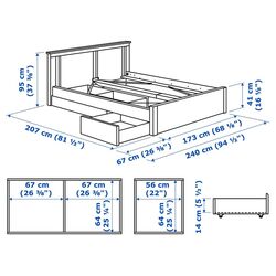 Кровать Ikea Songesand 2 ящика 160х200 (Белый) Thumb
