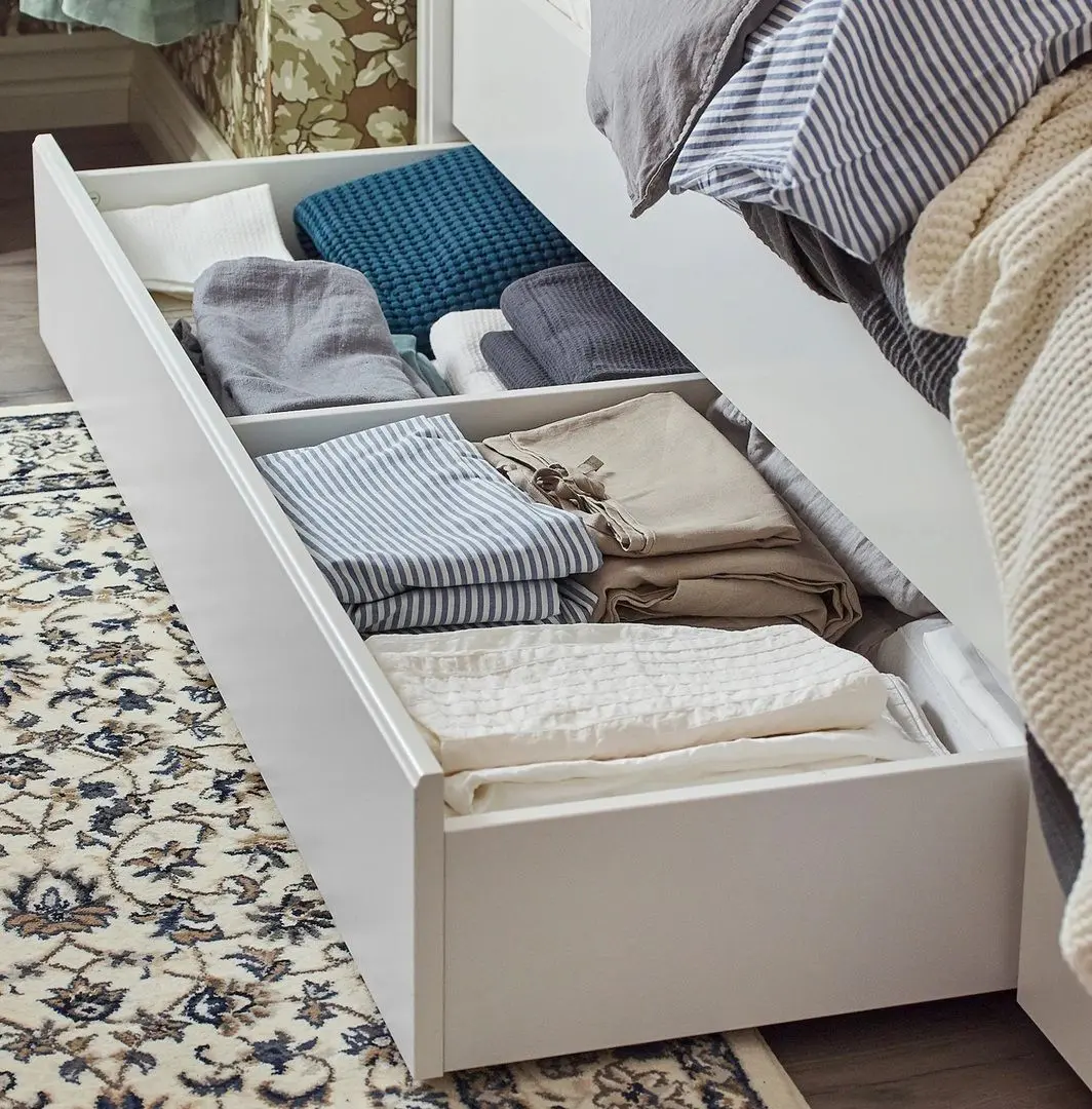 Pat Ikea Songesand 4 cutii depozitare 140х200 (Alb)