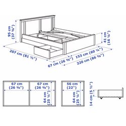 Pat Ikea Songesand/Lindbaden 2 cutii depozitare 140x200 (Alb) Thumb