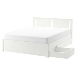 Pat Ikea Songesand/Lindbaden 4 cutii depozitare 140х200 (Alb)