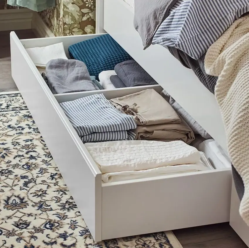 Pat Ikea Songesand/Lindbaden 4 cutii depozitare 160х200 (Alb)