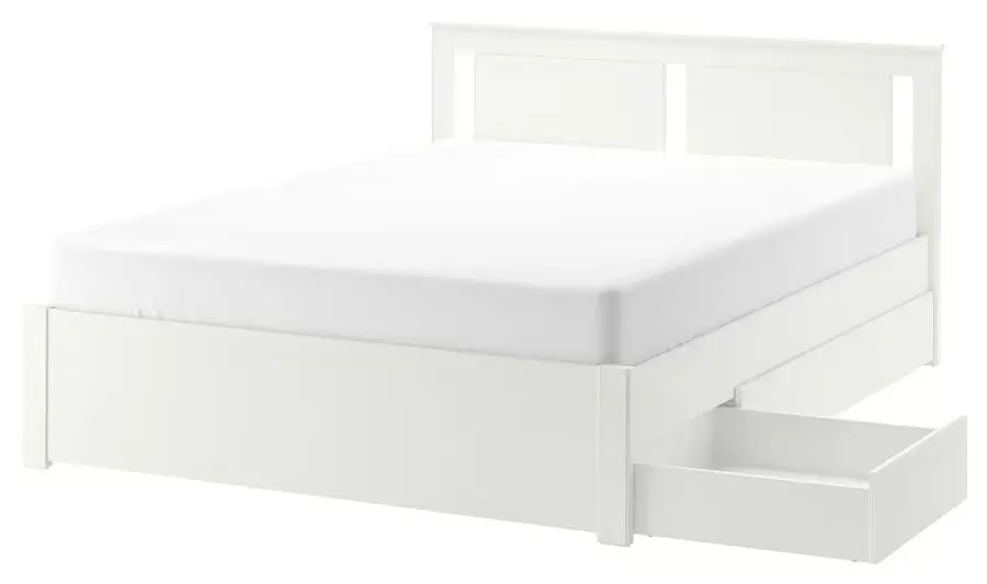 Pat Ikea Songesand/Lindbaden 4 cutii depozitare 160х200 (Alb)