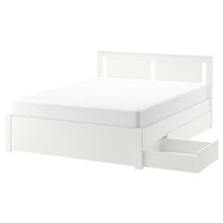 Pat Ikea Songesand/Lonset 2 cutii depozitare 140х200 (Alb) Thumb