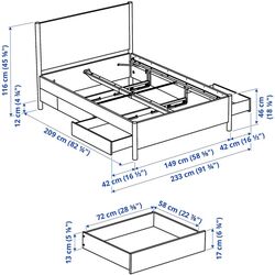 Pat Ikea Tonstad/Lindbaden cu 4 sertare 140x200 (Furnir Stejar Vopsit Maro) Thumb
